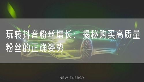 玩转抖音粉丝增长：揭秘购买高质量粉丝的正确姿势