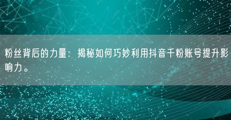粉丝背后的力量：揭秘如何巧妙利用抖音千粉账号提升影响力。