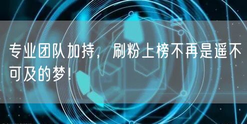 专业团队加持，刷粉上榜不再是遥不可及的梦！