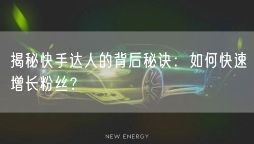 揭秘快手达人的背后秘诀：如何快速增长粉丝？