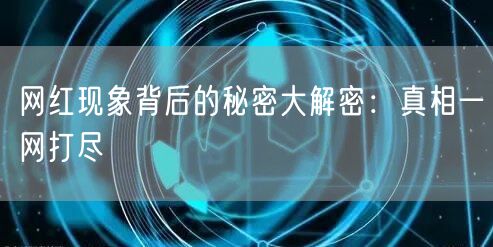 网红现象背后的秘密大解密：真相一网打尽