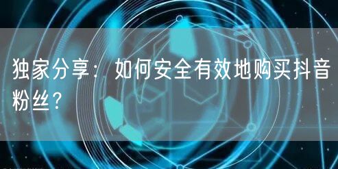 独家分享:如何安全有效地购买抖音粉丝?