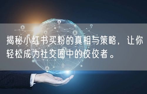 揭秘小红书买粉的真相与策略，让你轻松成为社交圈中的佼佼者。