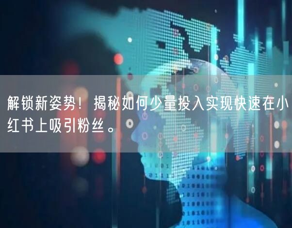 解锁新姿势！揭秘如何少量投入实现快速在小红书上吸引粉丝。