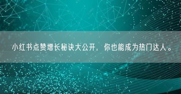 小红书点赞增长秘诀大公开，你也能成为热门达人。