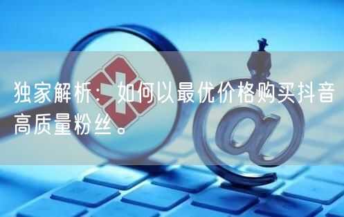 独家解析：如何以最优价格购买抖音高质量粉丝。