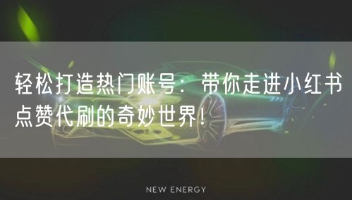 轻松打造热门账号：带你走进小红书点赞代刷的奇妙世界！