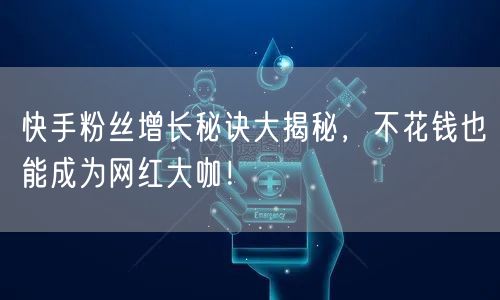 快手粉丝增长秘诀大揭秘，不花钱也能成为网红大咖！