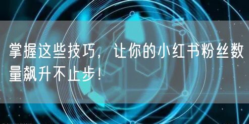 掌握这些技巧，让你的小红书粉丝数量飙升不止步！