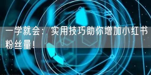 一学就会：实用技巧助你增加小红书粉丝量！