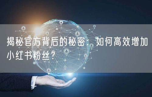揭秘官方背后的秘密：如何高效增加小红书粉丝？