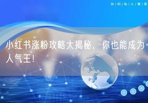 小红书涨粉攻略大揭秘，你也能成为人气王！