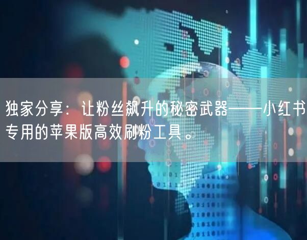 独家分享：让粉丝飙升的秘密武器——小红书专用的苹果版高效刷粉工具。