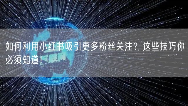 如何利用小红书吸引更多粉丝关注？这些技巧你必须知道！