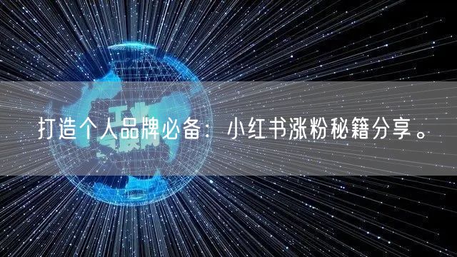 打造个人品牌必备：小红书涨粉秘籍分享。