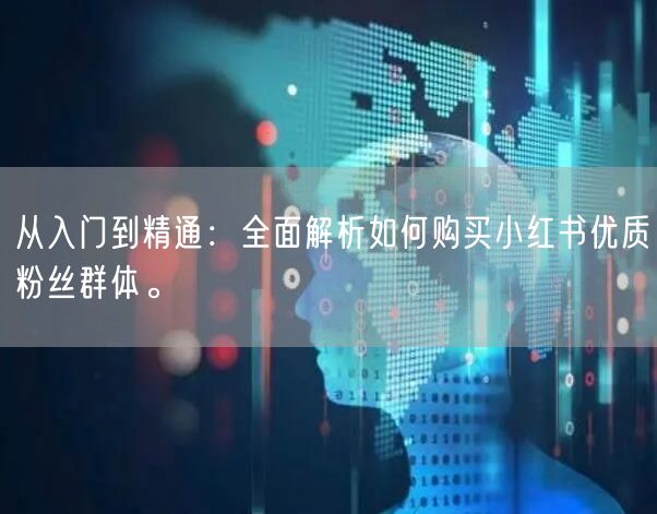 从入门到精通：全面解析如何购买小红书优质粉丝群体。