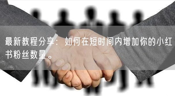 最新教程分享：如何在短时间内增加你的小红书粉丝数量。