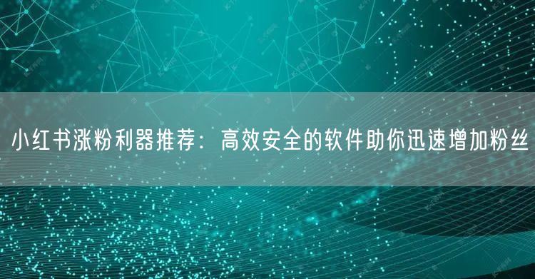 小红书涨粉利器推荐：高效安全的软件助你迅速增加粉丝