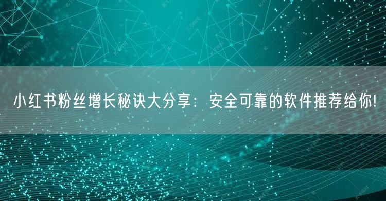 小红书粉丝增长秘诀大分享：安全可靠的软件推荐给你!