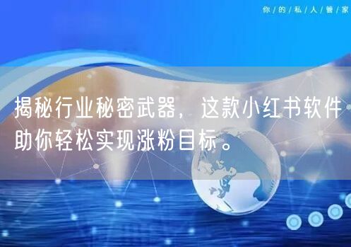 揭秘行业秘密武器，这款小红书软件助你轻松实现涨粉目标。