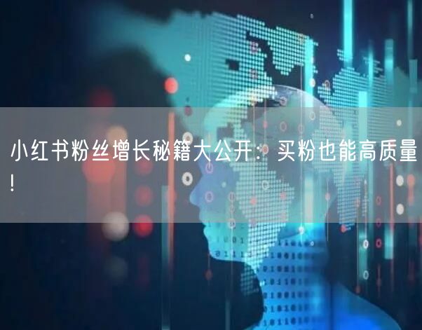 小红书粉丝增长秘籍大公开：买粉也能高质量!