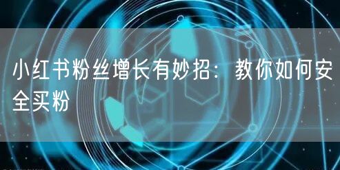 小红书粉丝增长有妙招：教你如何安全买粉
