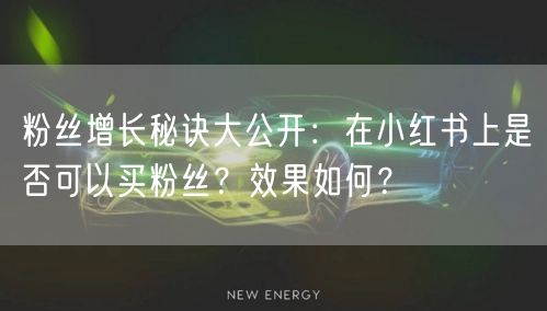 粉丝增长秘诀大公开：在小红书上是否可以买粉丝？效果如何？