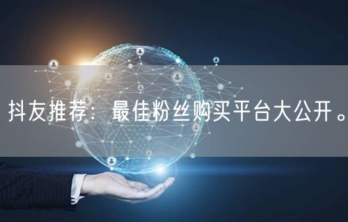 抖友推荐：最佳粉丝购买平台大公开。