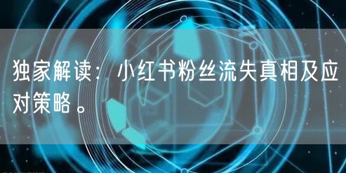 独家解读：小红书粉丝流失真相及应对策略。