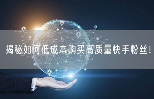 揭秘如何低成本购买高质量快手粉丝！