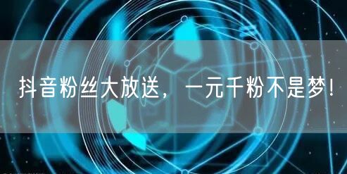 抖音粉丝大放送，一元千粉不是梦！