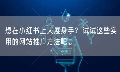 想在小红书上大展身手？试试这些实用的网站推广方法吧。