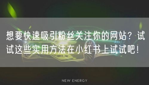 想要快速吸引粉丝关注你的网站？试试这些实用方法在小红书上试试吧！