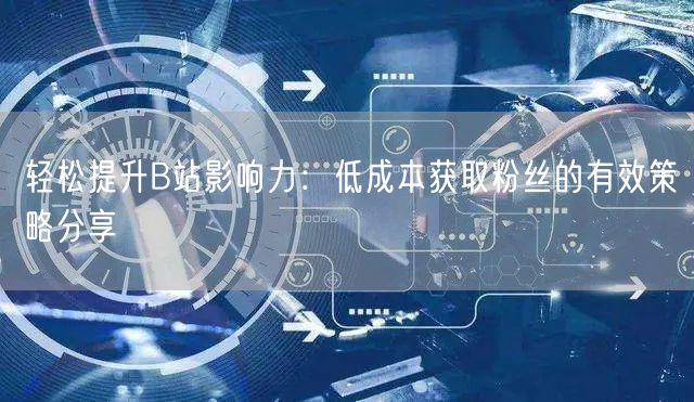 轻松提升B站影响力：低成本获取粉丝的有效策略分享