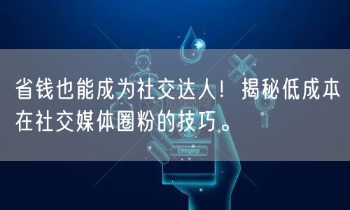 省钱也能成为社交达人！揭秘低成本在社交媒体圈粉的技巧。