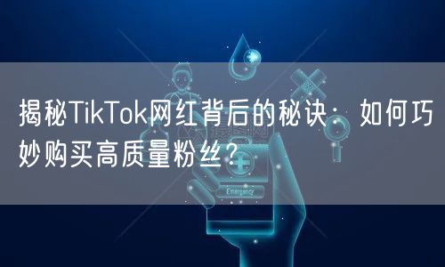 揭秘TikTok网红背后的秘诀：如何巧妙购买高质量粉丝？