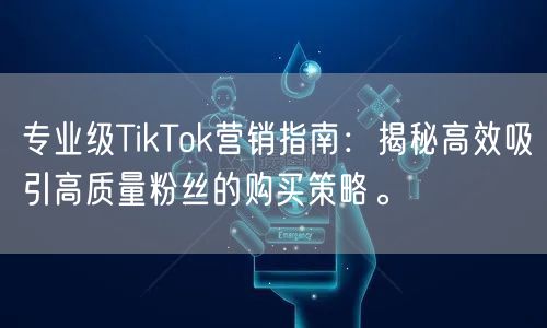 专业级TikTok营销指南：揭秘高效吸引高质量粉丝的购买策略。