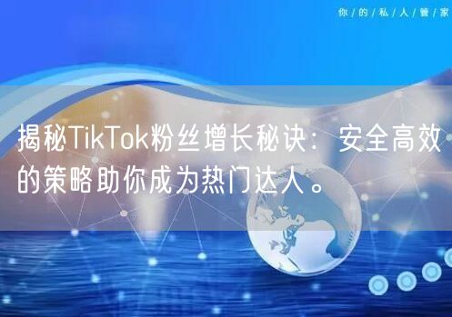 揭秘TikTok粉丝增长秘诀：安全高效的策略助你成为热门达人。