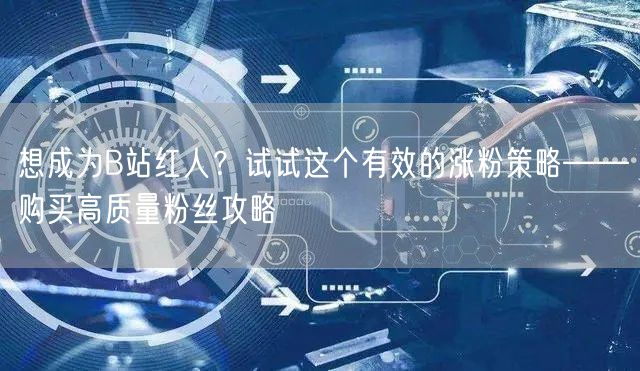 想成为B站红人？试试这个有效的涨粉策略——购买高质量粉丝攻略