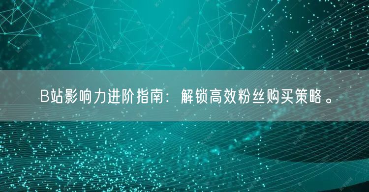 B站影响力进阶指南：解锁高效粉丝购买策略。