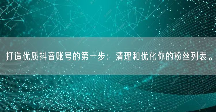 打造优质抖音账号的第一步:清理和优化你的粉丝列表。