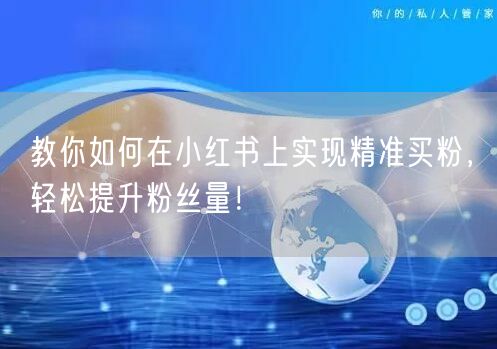 教你如何在小红书上实现精准买粉,轻松提升粉丝量!