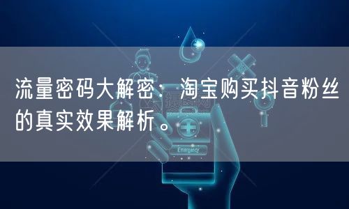 流量密码大解密：淘宝购买抖音粉丝的真实效果解析。