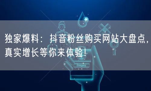 独家爆料：抖音粉丝购买网站大盘点，真实增长等你来体验！
