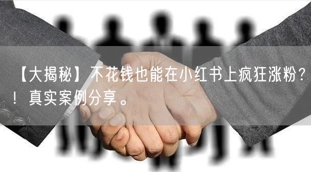 【大揭秘】不花钱也能在小红书上疯狂涨粉?!真实案例分享。