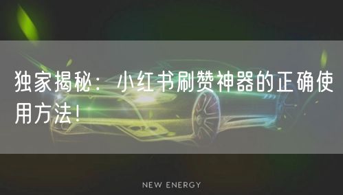 独家揭秘:小红书刷赞神器的正确使用方法!