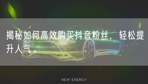 揭秘如何高效购买抖音粉丝，轻松提升人气。