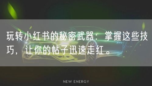 玩转小红书的秘密武器:掌握这些技巧,让你的帖子迅速走红。