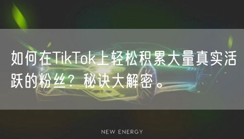 如何在TikTok上轻松积累大量真实活跃的粉丝?秘诀大解密。